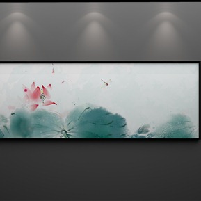 中式 植物画 荷花装饰画手绘水墨荷花床头画