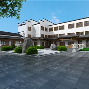 新中式 建筑 别墅外观 建筑外观 古建 徽派建筑 门面门头