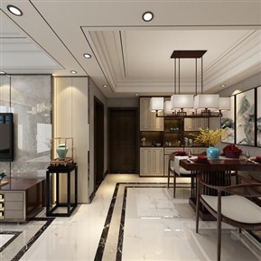 新中式 客餐厅 客厅全景