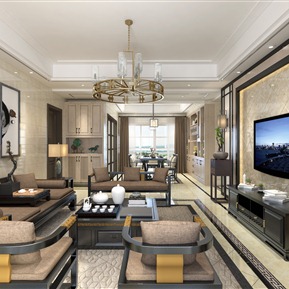 新中式 客餐厅 客厅餐厅