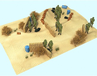 现代沙漠场景沙盘3d模型下载