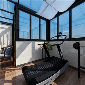 新中式 阳光房 阳台健身房