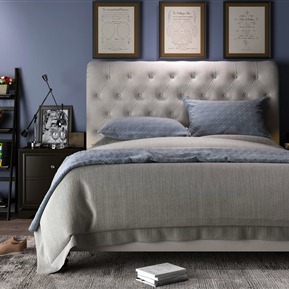 美式 双人床  床床头柜装饰画组合