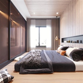 现代 卧室 卧室全景