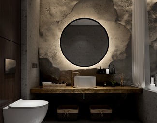 现代 卫生间 卫生间石头墙面