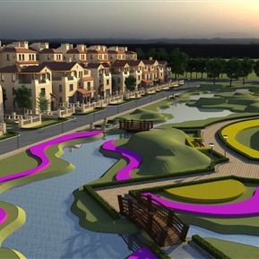 欧式 联排别墅 别墅景观鸟瞰