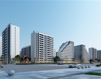 现代 住宅区 公寓楼