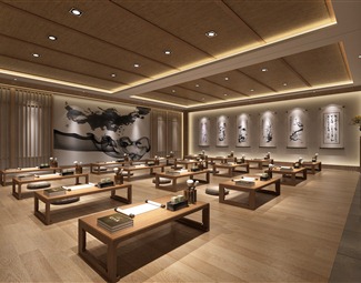 新中式中式孔子学堂3d模型下载-3d溜溜网