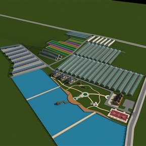 现代 鸟瞰图 蔬菜大棚农家乐鸟瞰