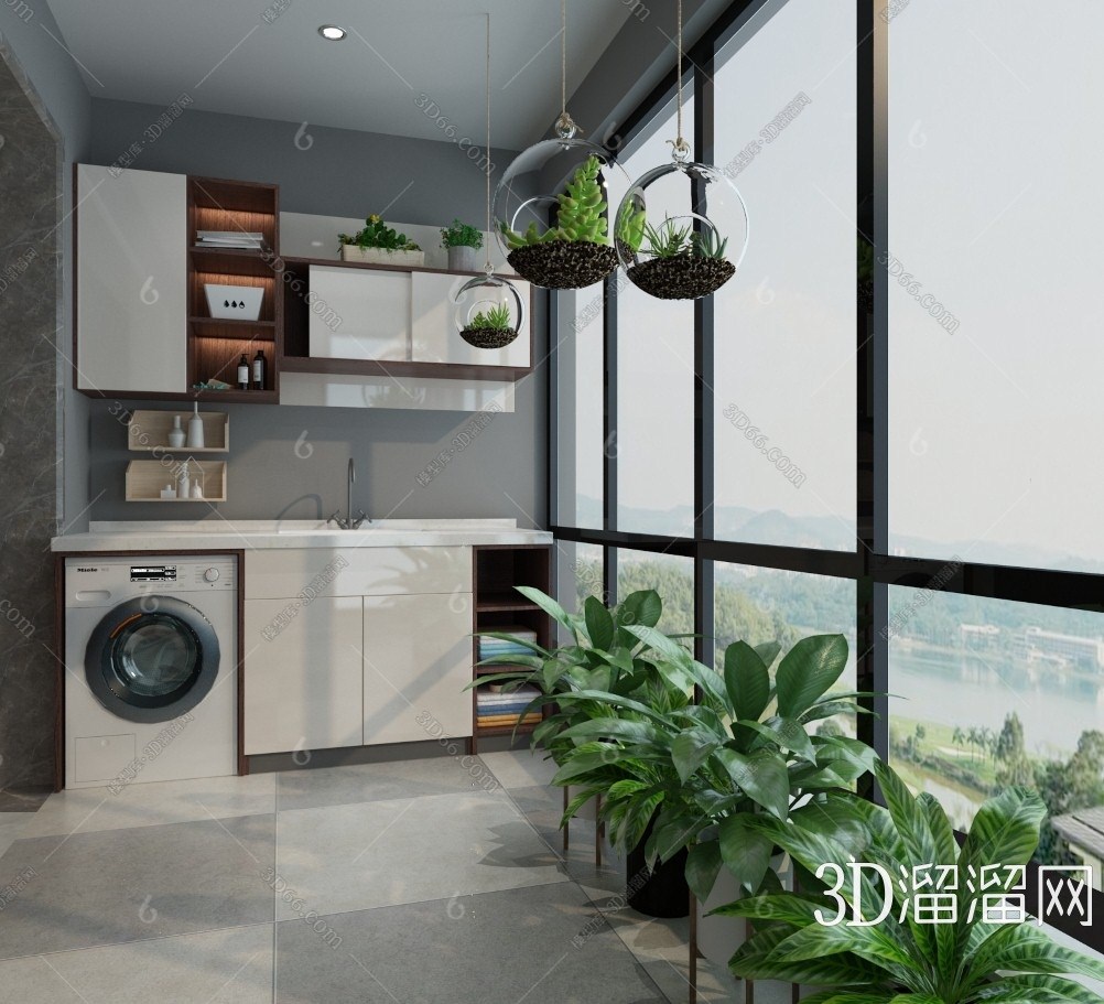 装修效果图3d模型下载】_现代阳台装修效果图3d模型素材下载_3d溜溜网