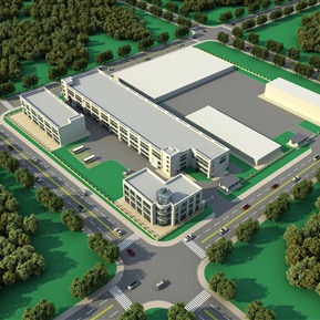 现代 鸟瞰图 办公楼宿舍鸟瞰