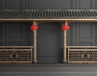 新中式新中式屋檐墙饰