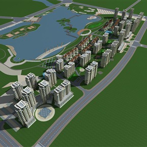 现代 鸟瞰图 商业办公住宅别墅区鸟瞰