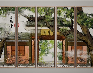 新中式古建筑装饰画