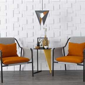 现代 扶手椅 休闲椅 茶几 吊灯组合