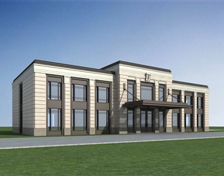 欧式二层办公楼外观3d模型下载