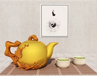 新中式茶具摆设