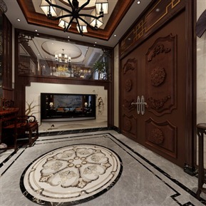 中式 复式客厅 别墅