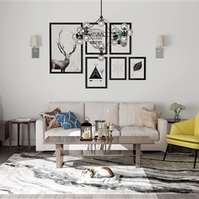 现代 沙发茶几组合  沙发茶几吊灯电视柜组合