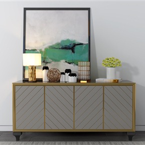 轻奢 玄关柜 装饰柜边柜装饰品装饰画组合