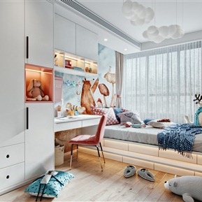 现代 榻榻米卧室 榻榻米儿童房