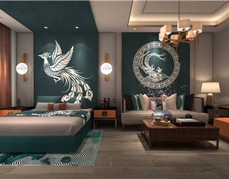 新中式床头背景墙