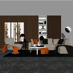 现代 沙发茶几组合 布艺多人沙发