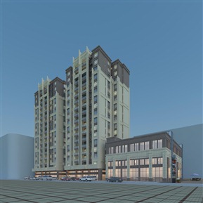 欧式 住宅区 住宅夜景