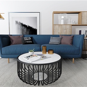 北欧 双人沙发 沙发茶几装饰柜组合