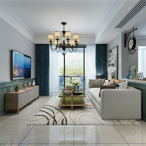 美式 客厅 客餐厅 厨房 卧室