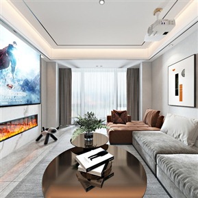 现代 客餐厅 客餐厅厨房全景