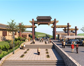 中式 牌坊 大门