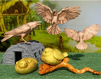 现代 雕塑 摆件 乌鸦 麻雀 鸟蛋