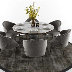 现代 餐桌椅组合 圆桌椅组合
