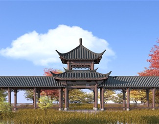 中式古建筑连廊