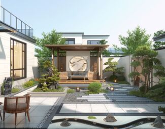 新中式 庭院 庭院景观