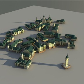 欧式 建筑 小镇鸟瞰