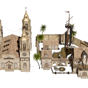 欧式 建筑 古代住宅建筑城墙塔楼