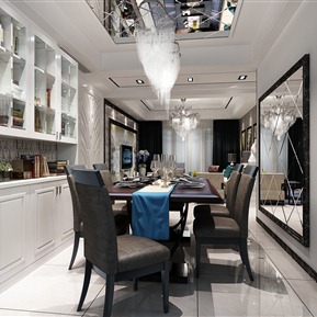 现代 餐厅 客餐厅 过道