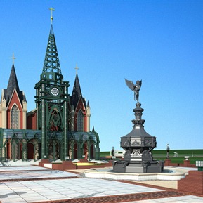 欧式 教堂 教堂广场