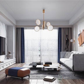 现代 客厅 客餐厅