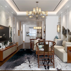 新中式 客餐厅 客厅餐厅