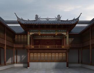 中式 戏台 古建 酒店 宾馆