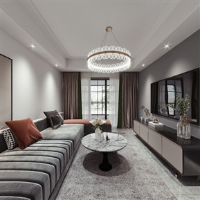 现代 客餐厅 客厅餐厅全景 转角沙发