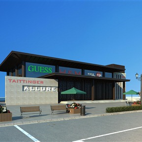 现代 建筑 咖啡屋商业沿街