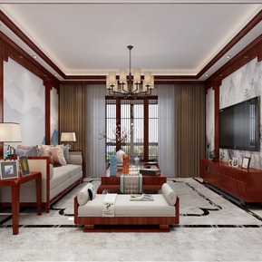 中式 客厅 客餐厅