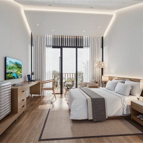 现代 客房 原木民宿客房 行李箱