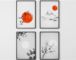 新中式 植物画 装饰画组合