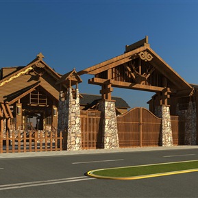 民族风 大门 木格楞民族文化建筑