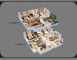 新中式 鸟瞰图 户型鸟瞰